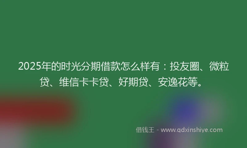 2025年的时光分期借款怎么样有：投友圈、微粒贷、维信卡卡贷、好期贷、安逸花等。