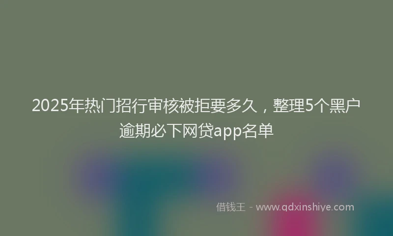 2025年热门招行审核被拒要多久，整理5个黑户逾期必下网贷app名单
