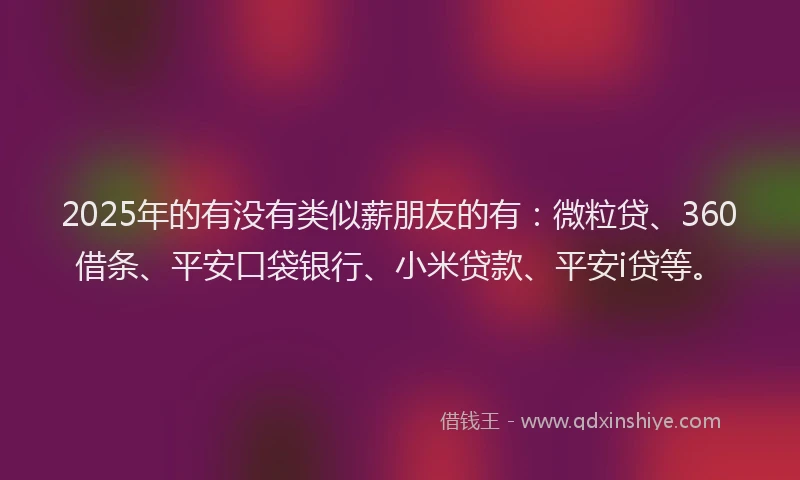 2025年的有没有类似薪朋友的有：微粒贷、360借条、平安口袋银行、小米贷款、平安i贷等。