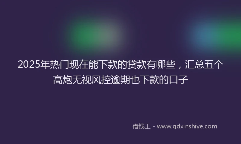 2025年热门现在能下款的贷款有哪些，汇总五个高炮无视风控逾期也下款的口子