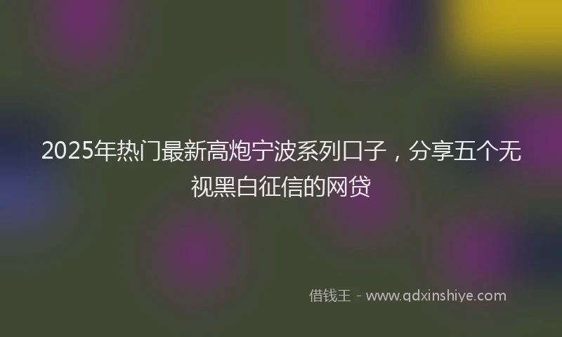 2025年热门最新高炮宁波系列口子，分享五个无视黑白征信的网贷
