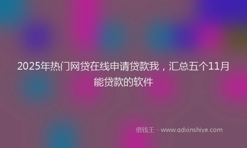 2025年热门网贷在线申请贷款我，汇总五个11月能贷款的软件