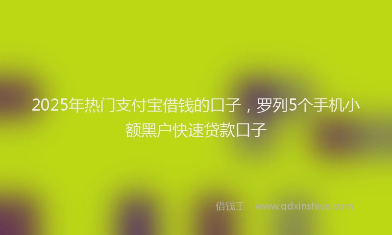 2025年热门支付宝借钱的口子，罗列5个手机小额黑户快速贷款口子