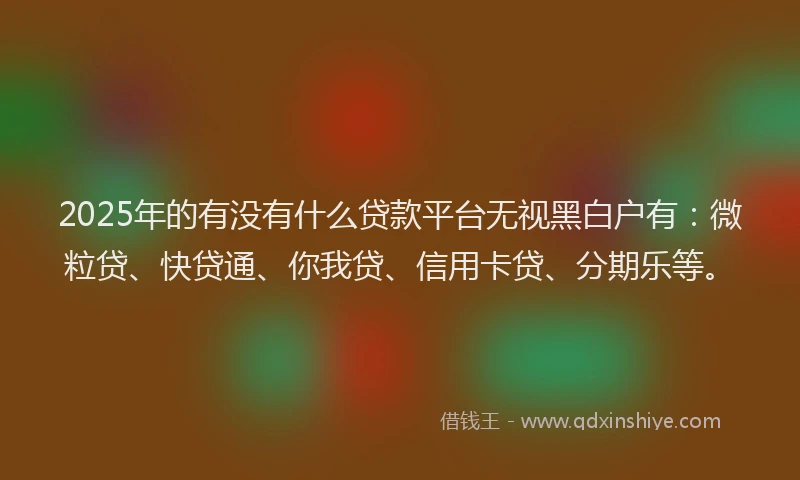 2025年的有没有什么贷款平台无视黑白户有：微粒贷、快贷通、你我贷、信用卡贷、分期乐等。