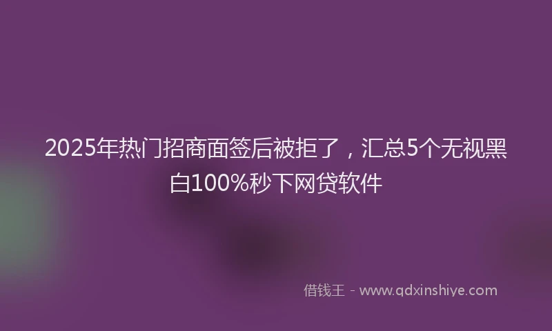 2025年热门招商面签后被拒了，汇总5个无视黑白100%秒下网贷软件