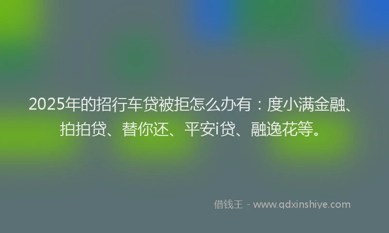 2025年的招行车贷被拒怎么办有：度小满金融、拍拍贷、替你还、平安i贷、融逸花等。