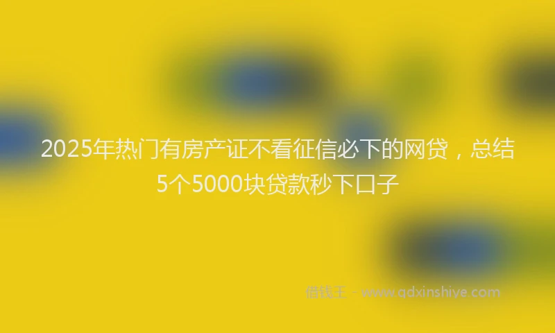 2025年热门有房产证不看征信必下的网贷，总结5个5000块贷款秒下口子