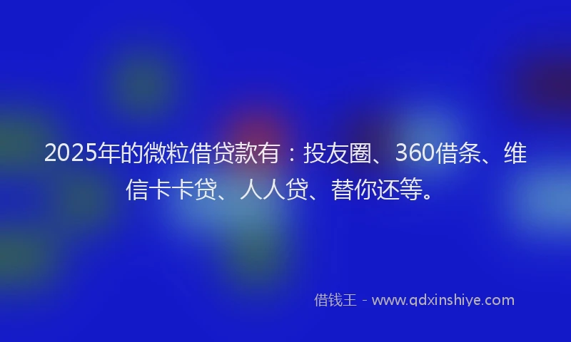 2025年的微粒借贷款有：投友圈、360借条、维信卡卡贷、人人贷、替你还等。