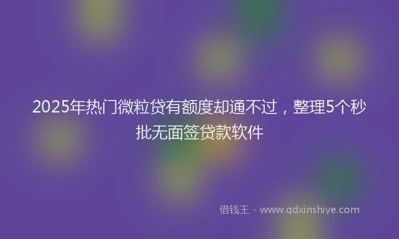 2025年热门微粒贷有额度却通不过，整理5个秒批无面签贷款软件