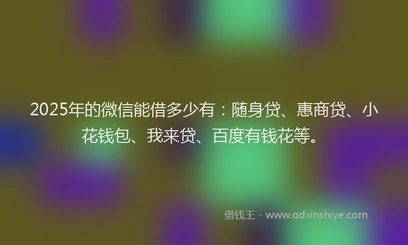 2025年的微信能借多少有：随身贷、惠商贷、小花钱包、我来贷、百度有钱花等。