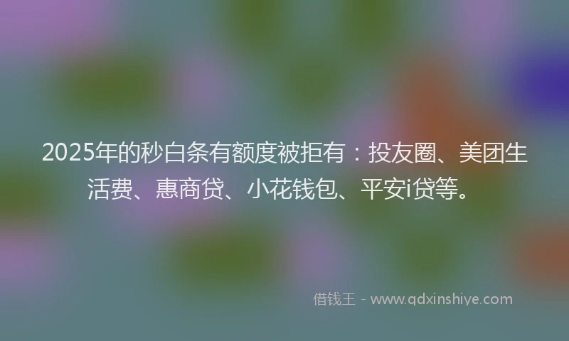 2025年的秒白条有额度被拒有：投友圈、美团生活费、惠商贷、小花钱包、平安i贷等。