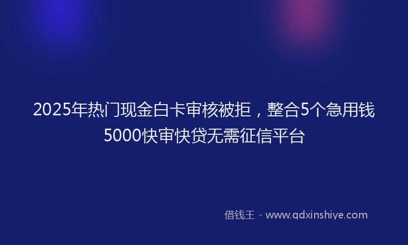 2025年热门现金白卡审核被拒，整合5个急用钱5000快审快贷无需征信平台