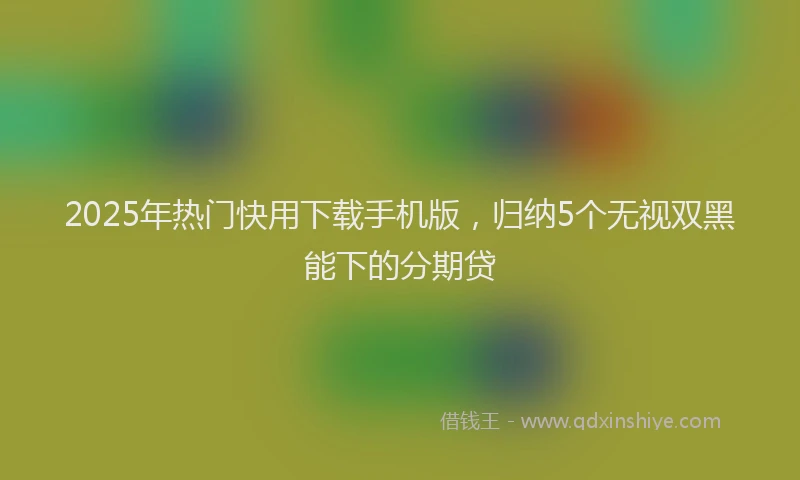 2025年热门快用下载手机版，归纳5个无视双黑能下的分期贷