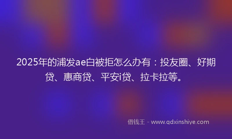 2025年的浦发ae白被拒怎么办有：投友圈、好期贷、惠商贷、平安i贷、拉卡拉等。