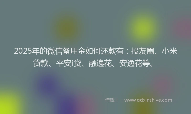 2025年的微信备用金如何还款有：投友圈、小米贷款、平安i贷、融逸花、安逸花等。