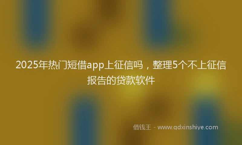 2025年热门短借app上征信吗，整理5个不上征信报告的贷款软件