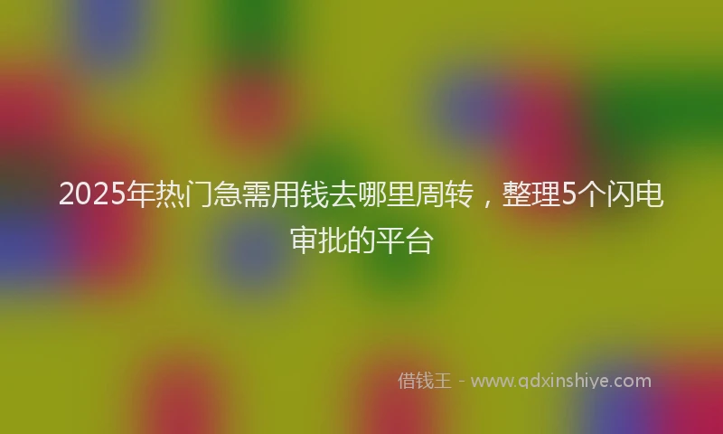 2025年热门急需用钱去哪里周转，整理5个闪电审批的平台