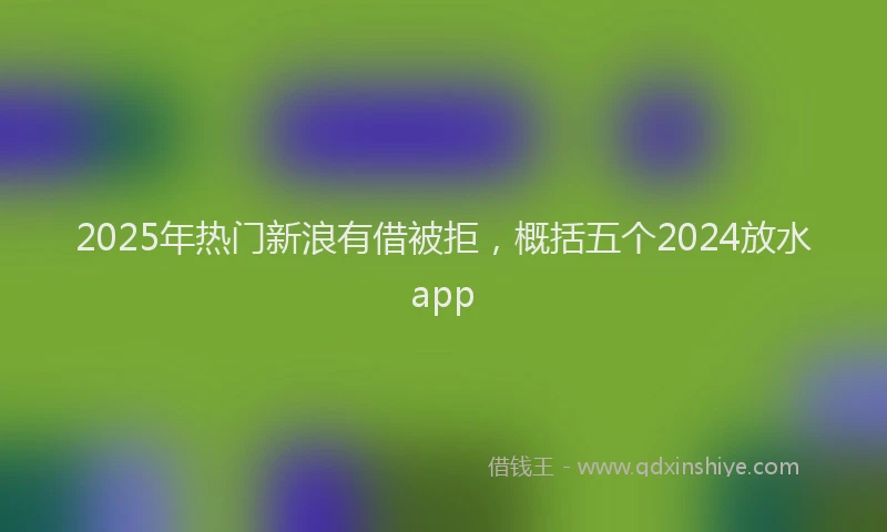 2025年热门新浪有借被拒，概括五个2024放水app