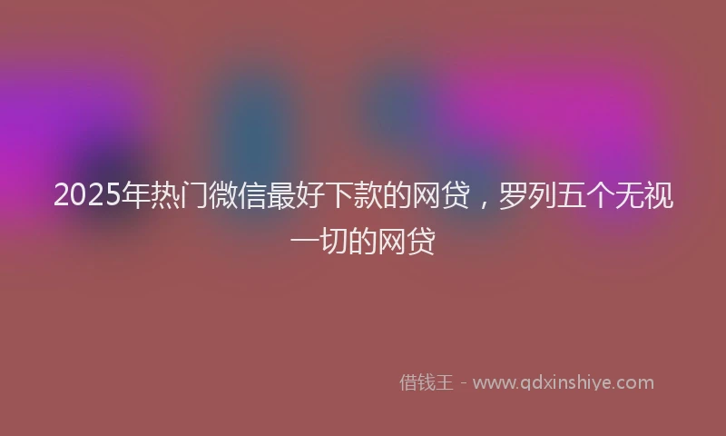 2025年热门微信最好下款的网贷，罗列五个无视一切的网贷