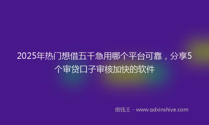 2025年热门想借五千急用哪个平台可靠，分享5个审贷口子审核加快的软件
