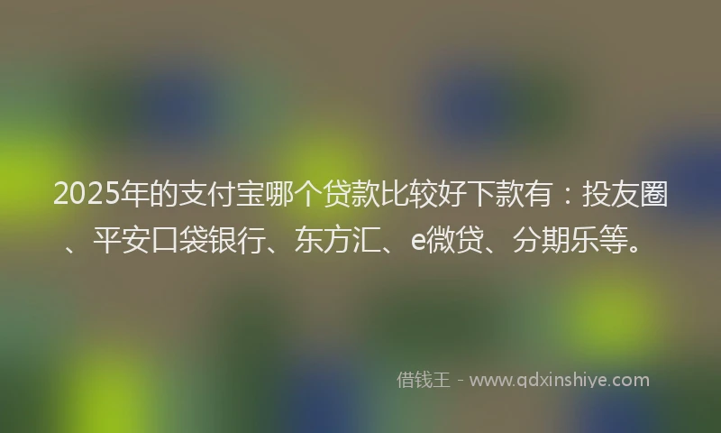 2025年的支付宝哪个贷款比较好下款有：投友圈、平安口袋银行、东方汇、e微贷、分期乐等。