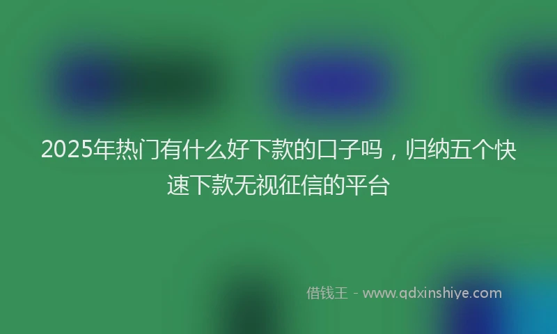 2025年热门有什么好下款的口子吗，归纳五个快速下款无视征信的平台