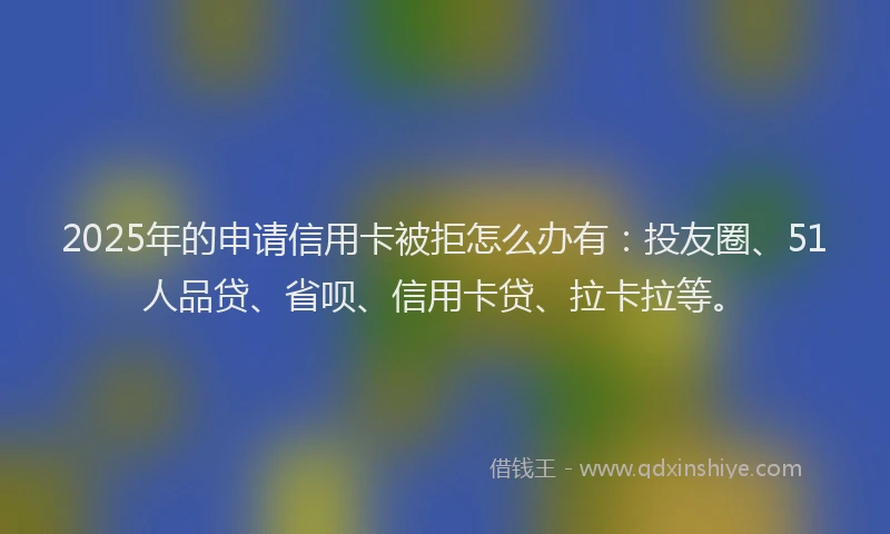 2025年的申请信用卡被拒怎么办有：投友圈、51人品贷、省呗、信用卡贷、拉卡拉等。
