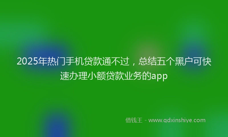 2025年热门手机贷款通不过，总结五个黑户可快速办理小额贷款业务的app