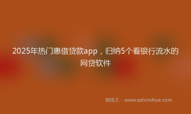 2025年热门惠借贷款app，归纳5个看银行流水的网贷软件