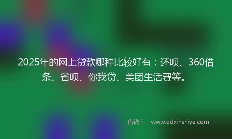 2025年的网上贷款哪种比较好有：还呗、360借条、省呗、你我贷、美团生活费等。