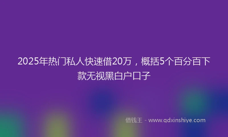 2025年热门私人快速借20万，概括5个百分百下款无视黑白户口子
