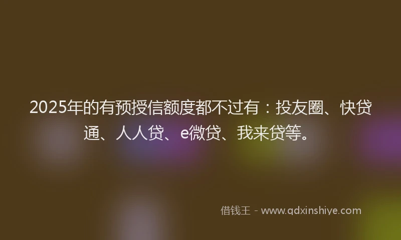 2025年的有预授信额度都不过有：投友圈、快贷通、人人贷、e微贷、我来贷等。
