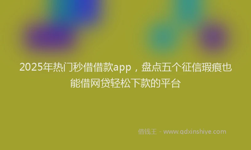 2025年热门秒借借款app，盘点五个征信瑕疵也能借网贷轻松下款的平台