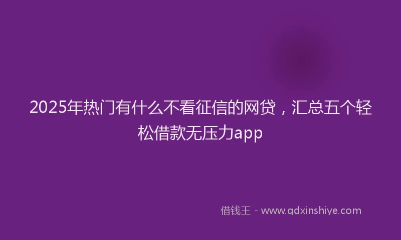 2025年热门有什么不看征信的网贷，汇总五个轻松借款无压力app