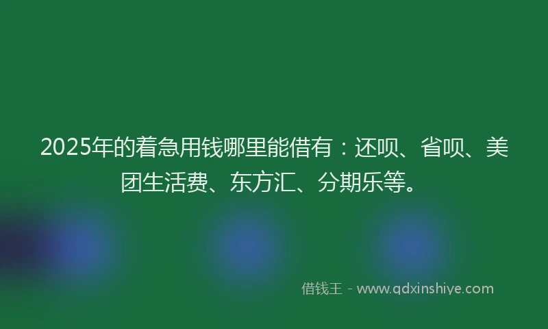 2025年的着急用钱哪里能借有：还呗、省呗、美团生活费、东方汇、分期乐等。