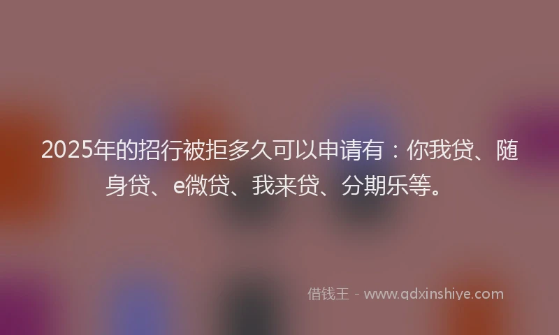 2025年的招行被拒多久可以申请有：你我贷、随身贷、e微贷、我来贷、分期乐等。