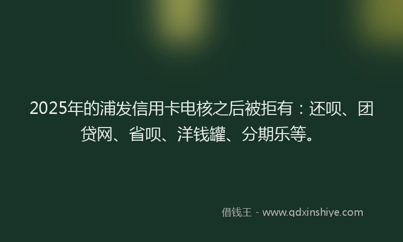 2025年的浦发信用卡电核之后被拒有：还呗、团贷网、省呗、洋钱罐、分期乐等。