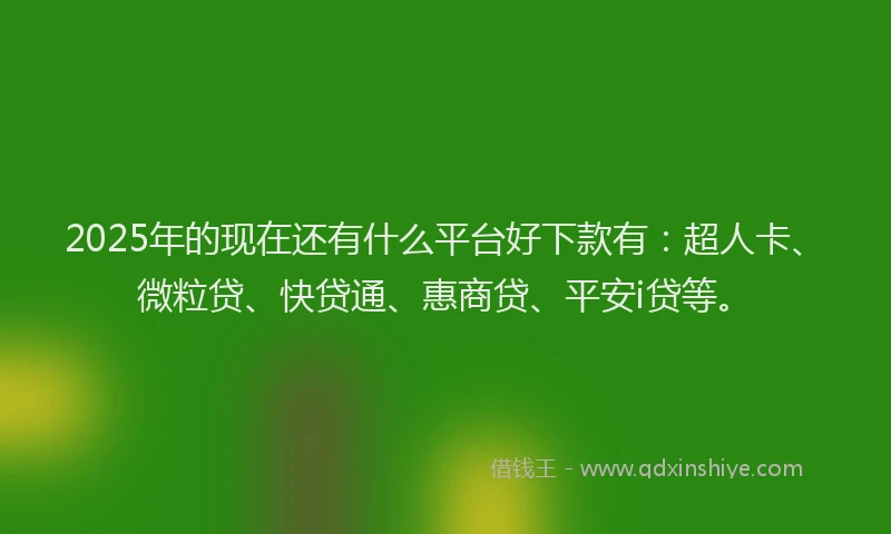 2025年的现在还有什么平台好下款有：超人卡、微粒贷、快贷通、惠商贷、平安i贷等。