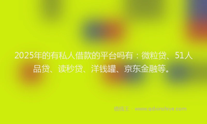 2025年的有私人借款的平台吗有：微粒贷、51人品贷、读秒贷、洋钱罐、京东金融等。