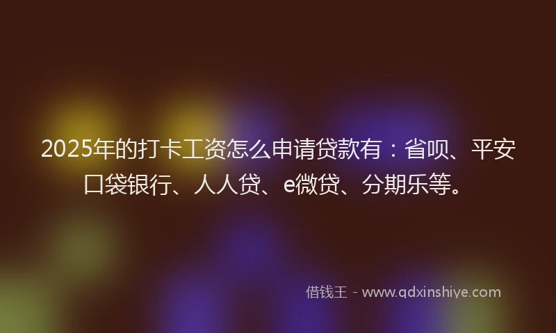 2025年的打卡工资怎么申请贷款有：省呗、平安口袋银行、人人贷、e微贷、分期乐等。