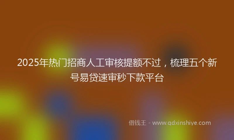 2025年热门招商人工审核提额不过，梳理五个新号易贷速审秒下款平台