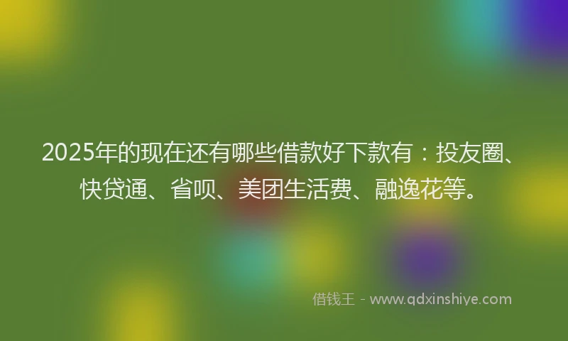 2025年的现在还有哪些借款好下款有：投友圈、快贷通、省呗、美团生活费、融逸花等。