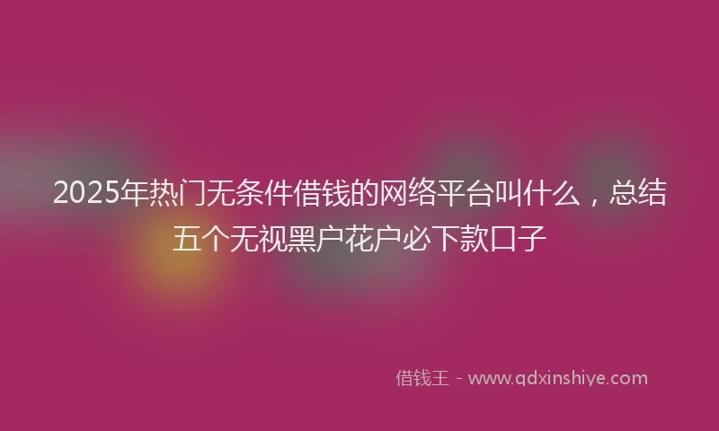 2025年热门无条件借钱的网络平台叫什么，总结五个无视黑户花户必下款口子