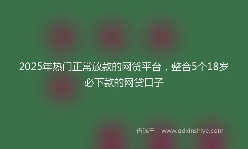 2025年热门正常放款的网贷平台，整合5个18岁必下款的网贷口子