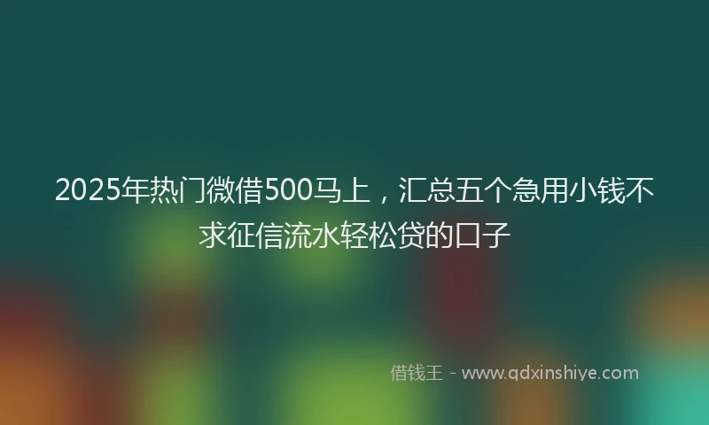 2025年热门微借500马上，汇总五个急用小钱不求征信流水轻松贷的口子
