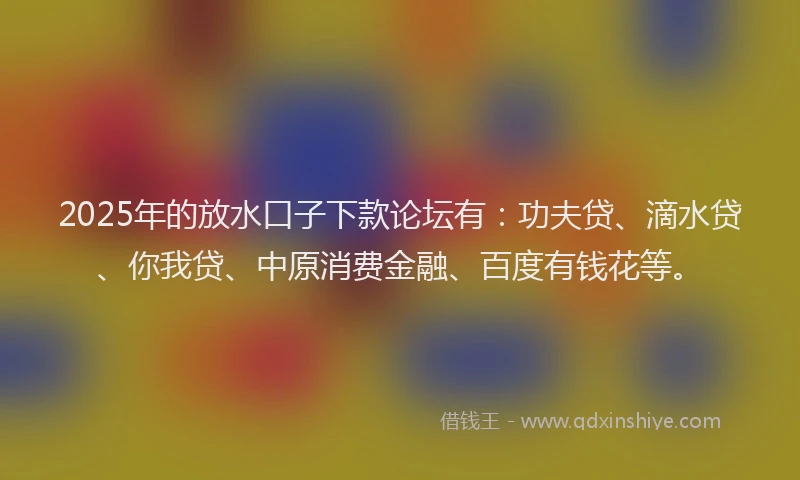 2025年的放水口子下款论坛有：功夫贷、滴水贷、你我贷、中原消费金融、百度有钱花等。
