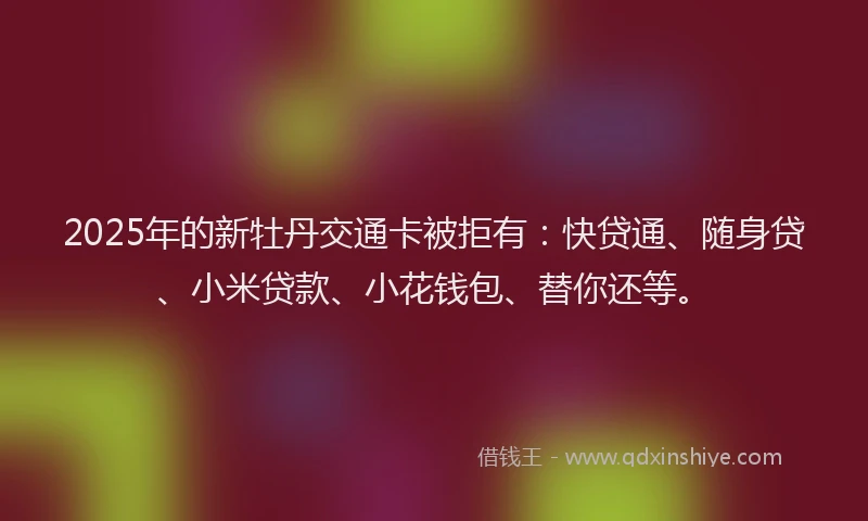 2025年的新牡丹交通卡被拒有：快贷通、随身贷、小米贷款、小花钱包、替你还等。