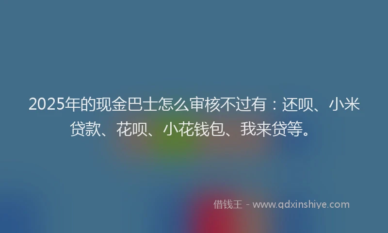 2025年的现金巴士怎么审核不过有：还呗、小米贷款、花呗、小花钱包、我来贷等。