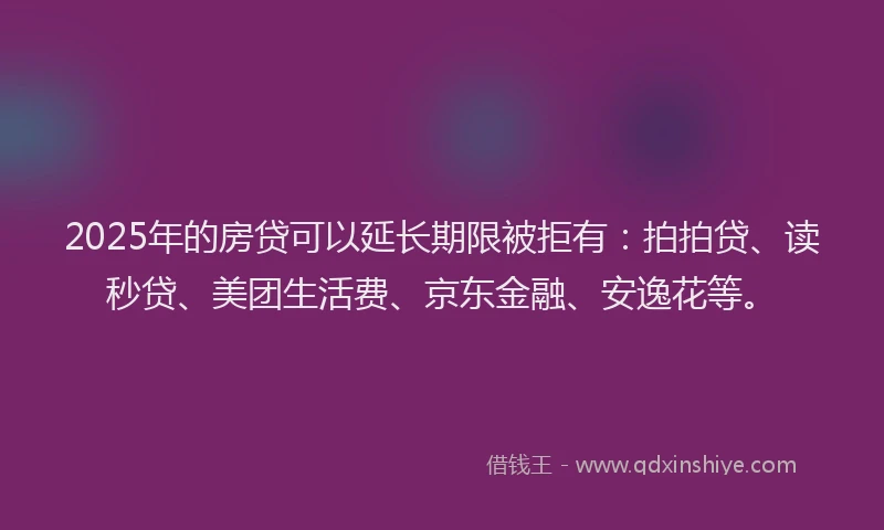 2025年的房贷可以延长期限被拒有：拍拍贷、读秒贷、美团生活费、京东金融、安逸花等。