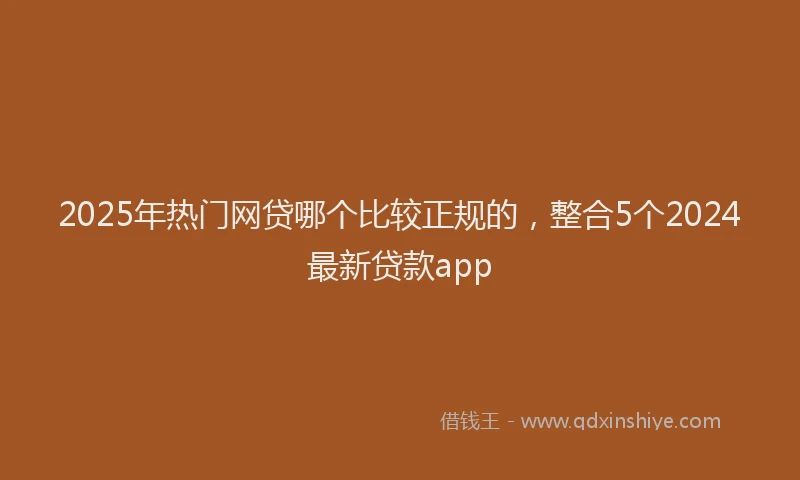 2025年热门网贷哪个比较正规的，整合5个2024最新贷款app
